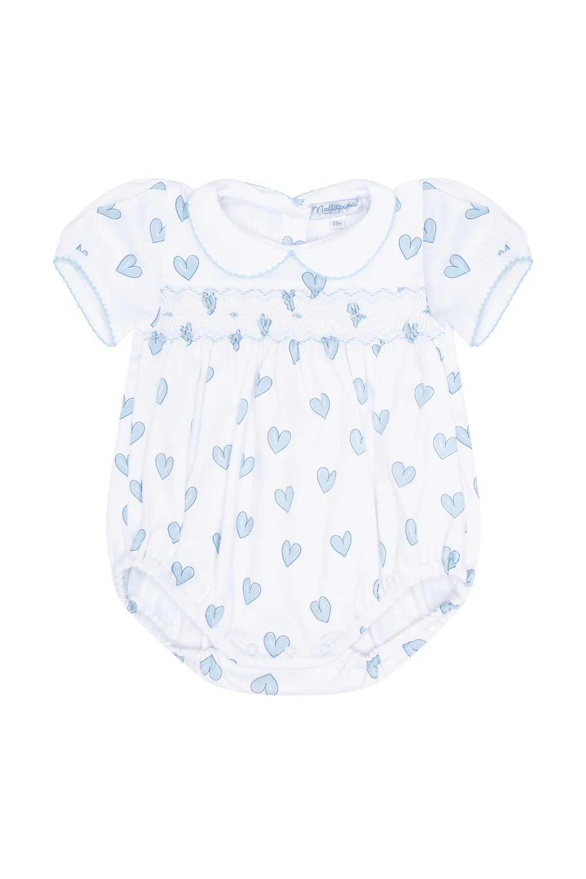Nellapima Blue Heart Print Smocked Bubble
