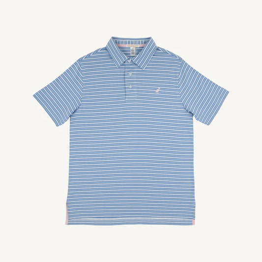 The Beaufort Bonnet Company Prim & Proper Polo Sumner County Stripe Sunrise Blvd Blue
