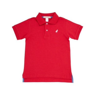 The Beaufort Bonnet Company Prim and Proper Polo SS- Richmond Red/Worth Ave White