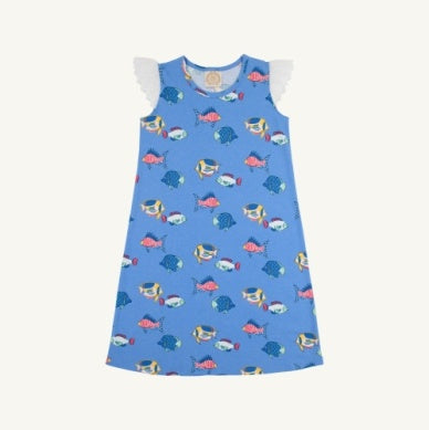 The Beaufort Bonnet Company Sleeveless Polly Play Dress- Eyelet Here Fishy Fishy