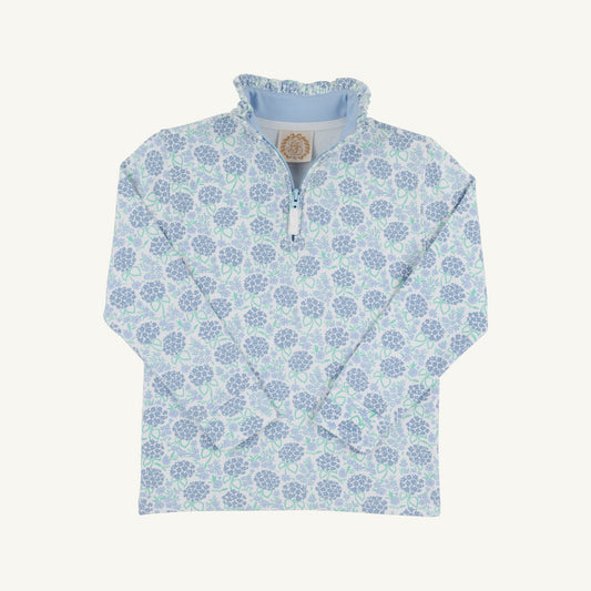 The Beaufort Bonnet Company Canter Collar Half-Zip Handful of Hydrangeas Beale Street Blue
