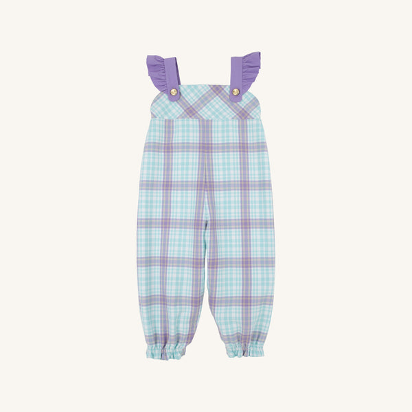 The Beaufort Bonnet Company Violet's Vintage Overalls  Bridge Club Hustle Houndstooth (Edisto Egg Blue) with Palisades Purple