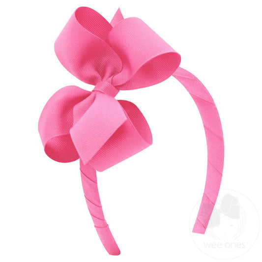Medium Classic Grosgrain Girls Hair Bow on Headband