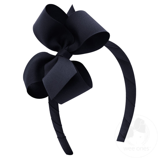 Medium Classic Grosgrain Girls Hair Bow on Headband