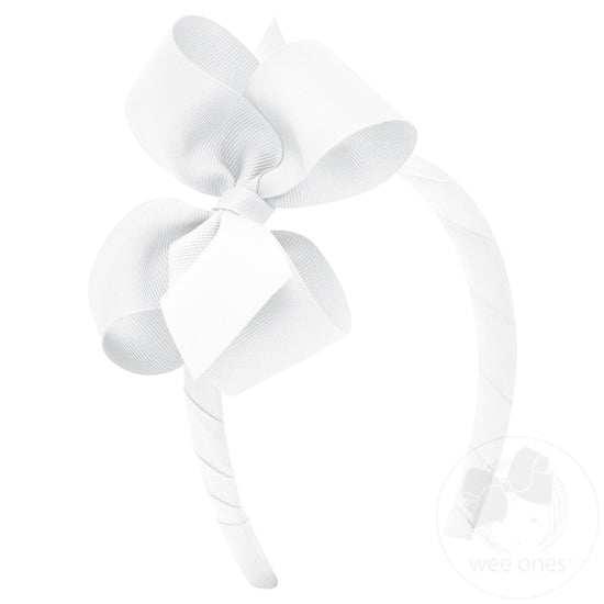 Medium Classic Grosgrain Girls Hair Bow on Headband