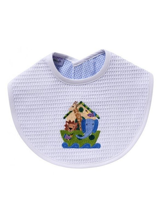 Jacaranda Living Blue Noah's Ark Waffle Bib